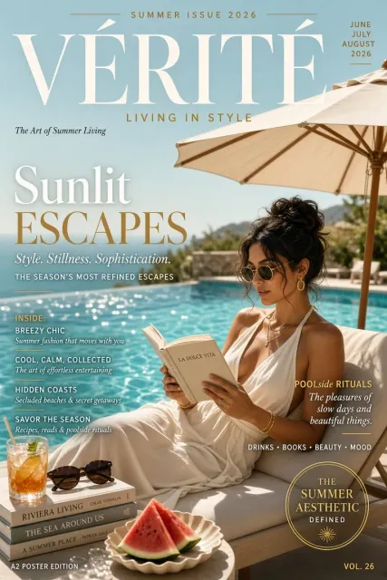 Cover Design image example: Poolside Summer Editorial Magazine Poster