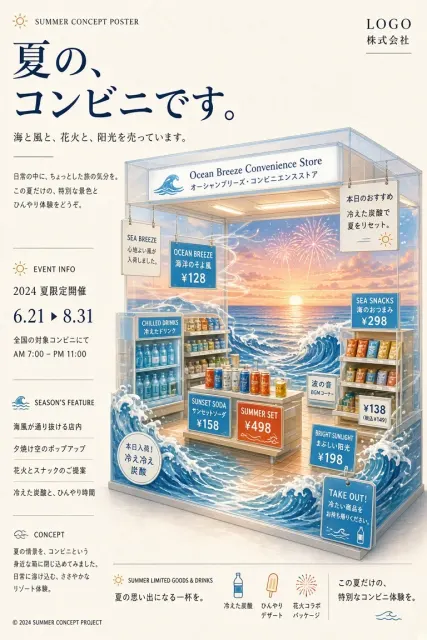 Commercial Marketing image example: Japanese Style Summer Convenience Store Poster