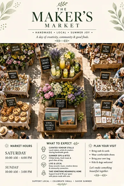 Logo Design image example: Top-Down Summer Market Guide Poster