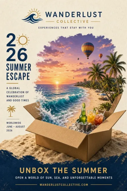 Paper Texture image example: Summer Gift Box Brand Concept Poster