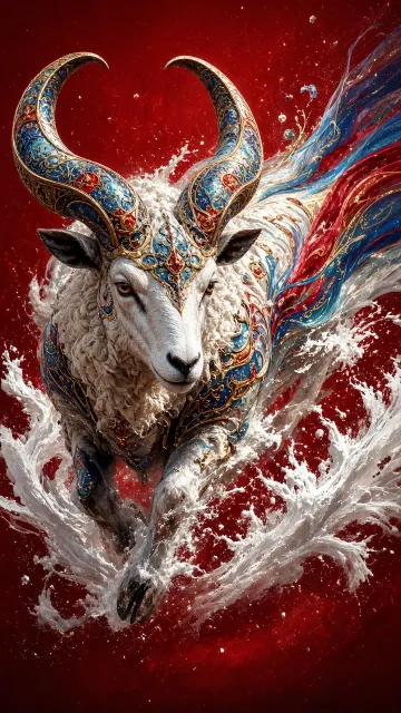 Hard Light Contrast image example: Cloisonne Mythical Ram CG Illustration