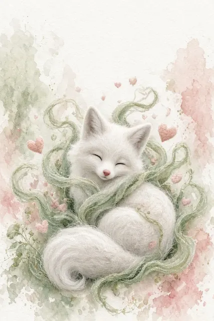 Felted Needlecraft Watercolor White Fox