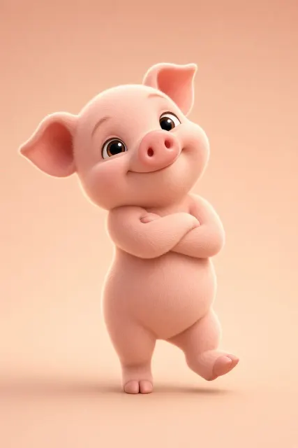 3D Mascot image example: Charming Cute Pink Piglet Cartoon Character