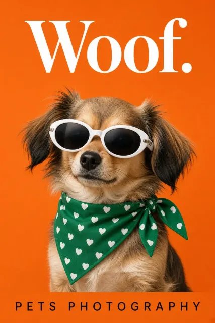 Fashionable Puppy in Sunglasses and Bandana Studio Portrait