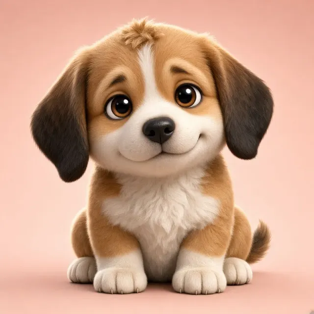 cute puppy image example: Chibi Country Puppy 3D Animated Feature Character