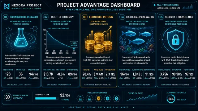 Presentation Template image example: High-Tech Line Art Five Project Advantages Infographic