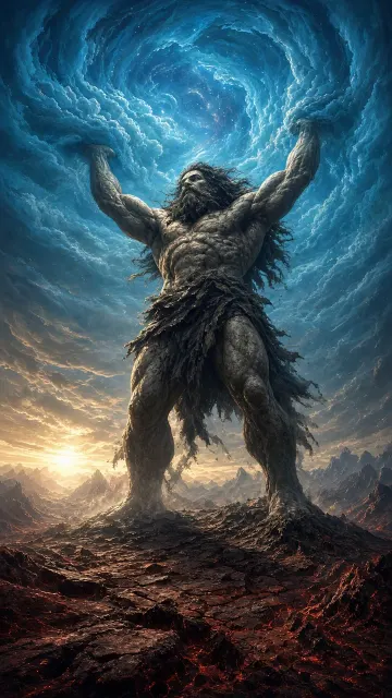 Epic Fantasy image example: Pangu Holding Up the Heavens Mythological Art