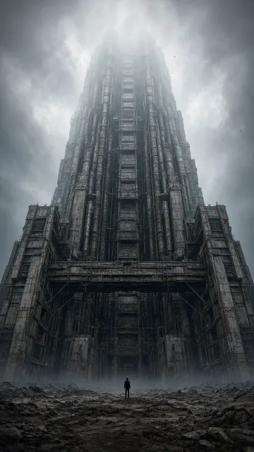 Monolithic Megastructure in Industrial Wasteland