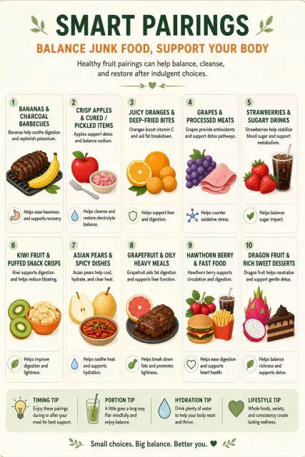 Minimalist Vector image example: Junk Food Antidotes Educational Infographic