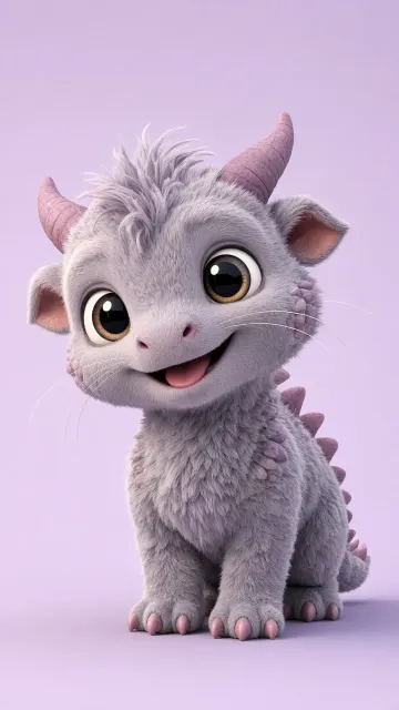3D Mascot image example: 3D Fluffy Baby Dragon Mascot