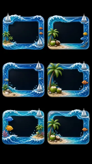 E-Commerce UI image example: 3D Summer Ocean Promo Title Banners