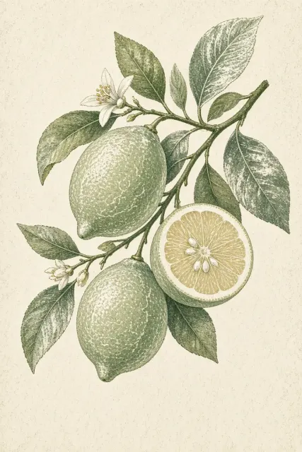 Fresh Lemon Vintage Botanical Illustration