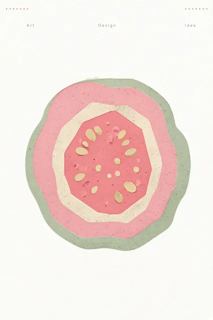Vintage Risograph Guava Slice Print