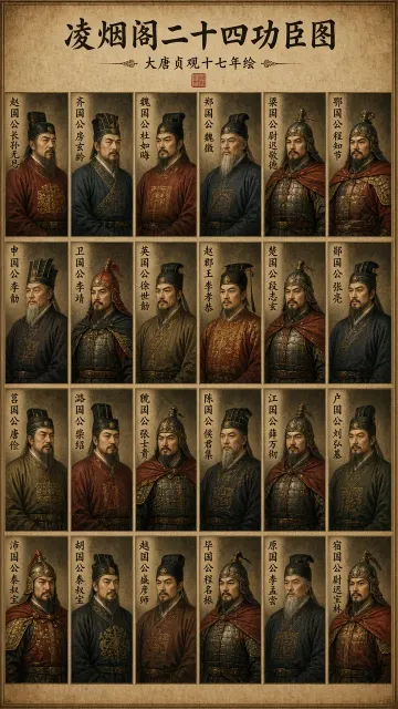 Group Composition image example: Tang Dynasty Twenty-Four Meritorious Officials Group Portrait