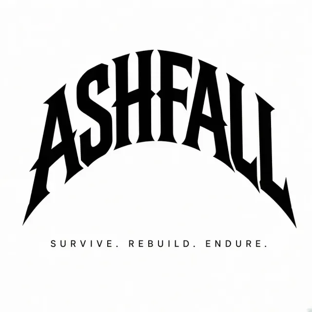 Minimalist Layout image example: Arched Survival Warfare Game Typographic Poster