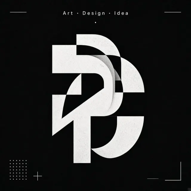 Mid-Century Modern image example: Mid-Century Modern Geometric Layered Logo Design