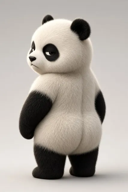 Expressive Character image example: Quirky Baby Panda Sassy Look Portrait