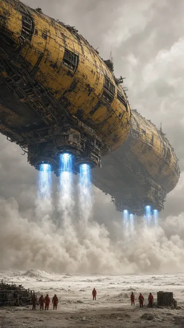 Monolithic Industrial Starship Sci-Fi Concept