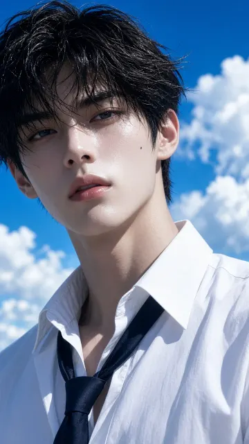 Hard Light Contrast image example: Cool and Alluring Man in White Shirt Portrait