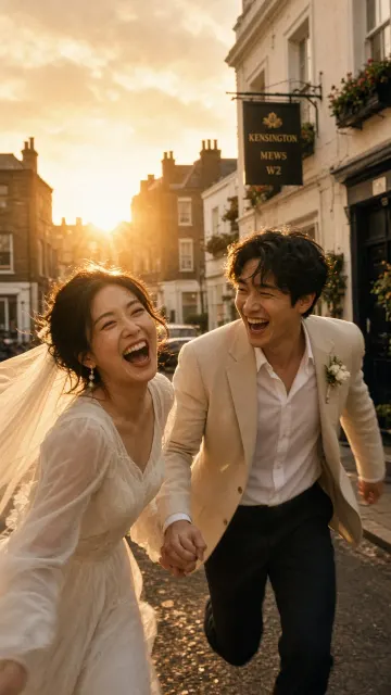 City Street View image example: Cinematic 35mm Notting Hill Wedding Portrait