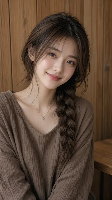 High-End Texture image example: Morandi Palette East Asian Girl Portrait