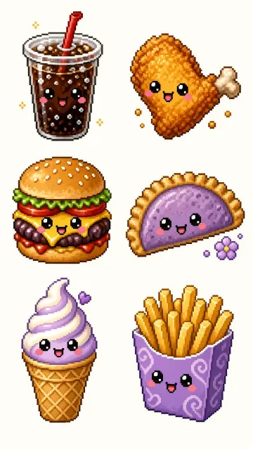 Pixel Art Chibi Fast Food Game Asset Collection