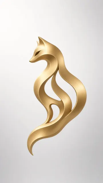 Elegance image example: Minimalist Sculptural Golden Fox Brooch Design