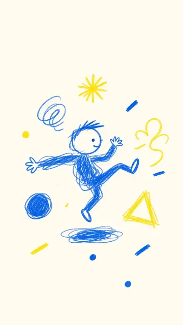 Minimalist Doodled Silhouette in Klein Blue