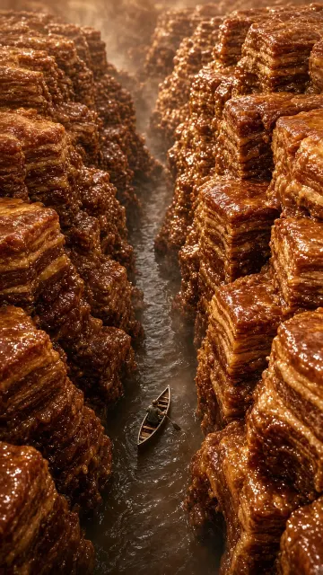Braised Pork Belly Canyon Surreal Macro Poster
