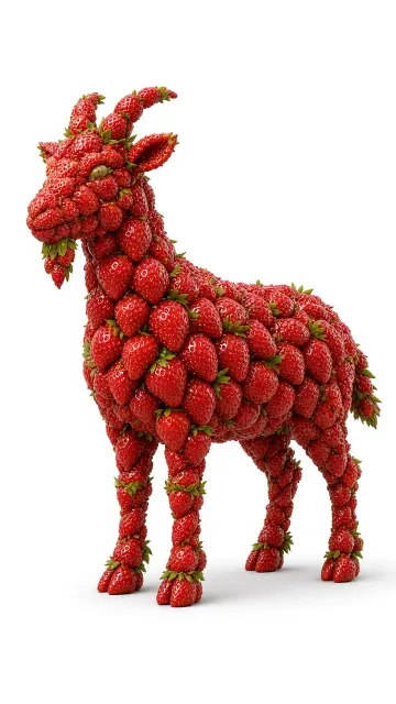Sculpture image example: 3D Sculpted Strawberry Goat Art