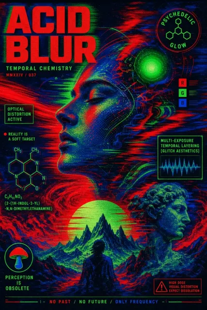 Sci-Fi Aesthetic image example: Acid Blur Psychedelic Retro Tech Poster