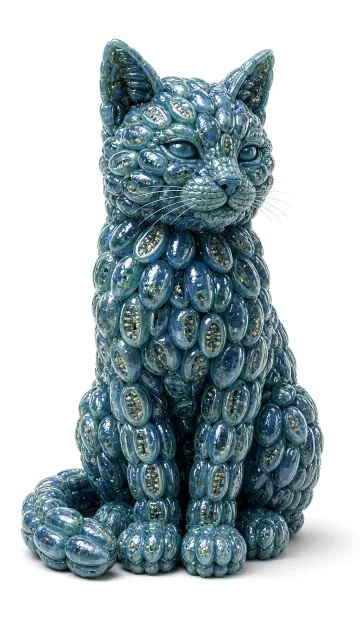 Sculpture image example: 3D Sculpted Fruit Cat Art