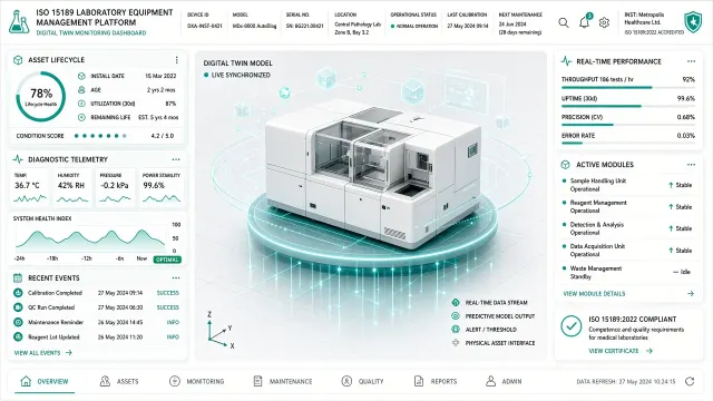 Laboratory Equipment Digital Twin Dashboard UI Design