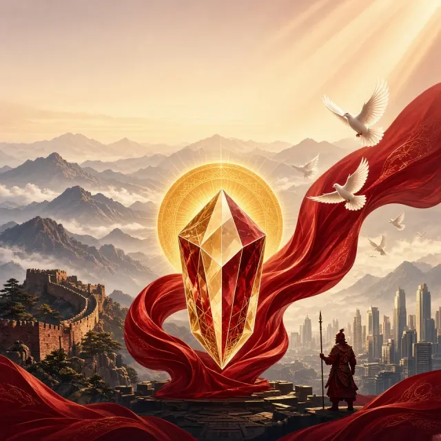 Typography Space image example: Modern Eastern Red and Gold Commemorative Key Visual