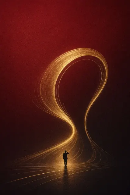 Typography Space image example: Minimalist Gold Foil Red and Black Commemorative Poster