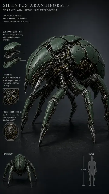 Detailed image example: Dark Green and Black Mechanical Insect