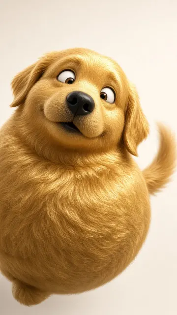 3D Fluffy Golden Retriever Pup Close-Up