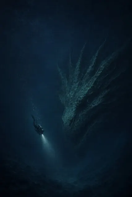 Deep Sea Diver and Colossal Dragon Head