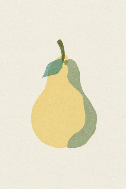 Printmaking image example: Risograph Yellow Pear Flat Illustration