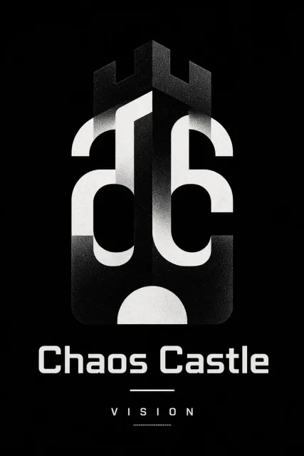 Mid-Century Modern image example: Retro Geometric Chaos Castle Logo Design