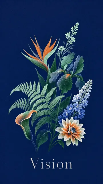 Symmetry image example: Klein Blue Gradient Particle Botanical Poster