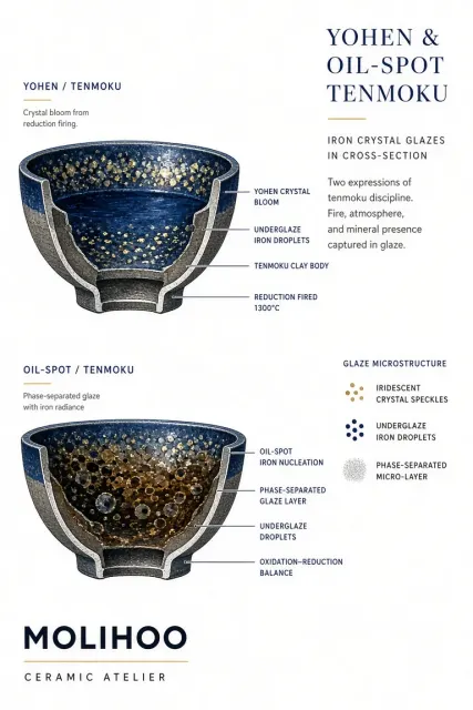 Ceramic Art image example: Silkscreen Oil Spot Tenmoku Teaware Cross-Section