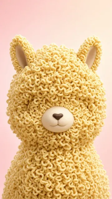 Character Mascot image example: Cute 3D Instant Noodle Alpaca Mascot