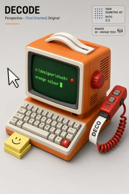 Isometric 3D image example: Retro 3D Orange Computer Robot Isometric Mascot
