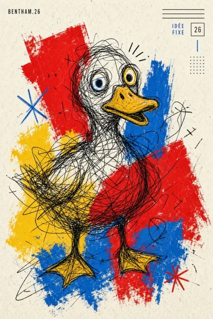 Neo-Expressionism image example: Abstract Neo-Expressionist Duck Doodle Poster