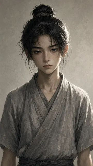 Chinese Comic Style image example: Realistic Chinese Comic Style Boy Half-Body Portrait