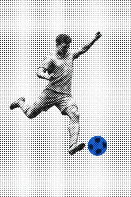 Halftone Pattern image example: Halftone Optical Illusion Soccer Player Illustration