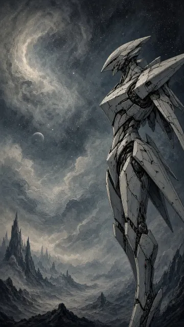 Sci-Fi Mecha image example: Retro Sci-Fi Alien World Mecha Illustration