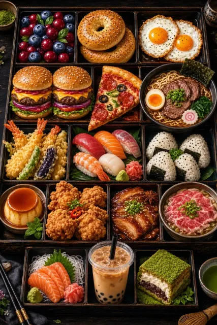Culinary Art image example: Giant Bento Box Feast Food Illustration
