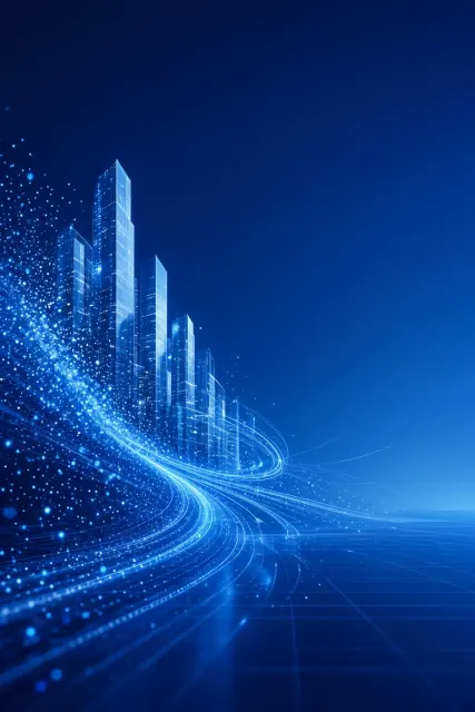 Key Visual image example: Futuristic Blue Gradient Particle Smart City Key Visual